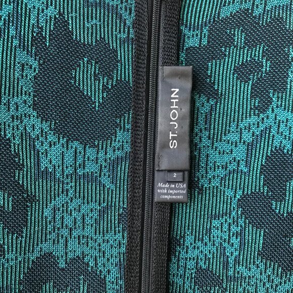 St. John  Women's Dress  Floral Knit Dress Green/Black  Size : 2  Made in USA - Picture 12 of 12
